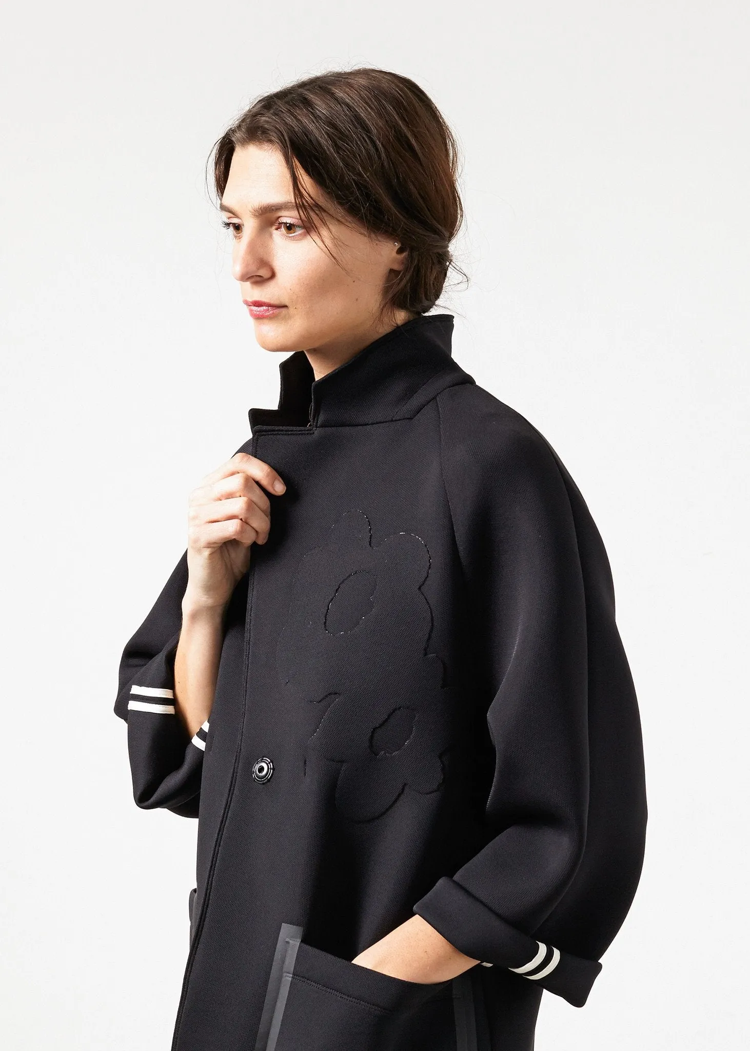 Neoprene Flower Coat in Black