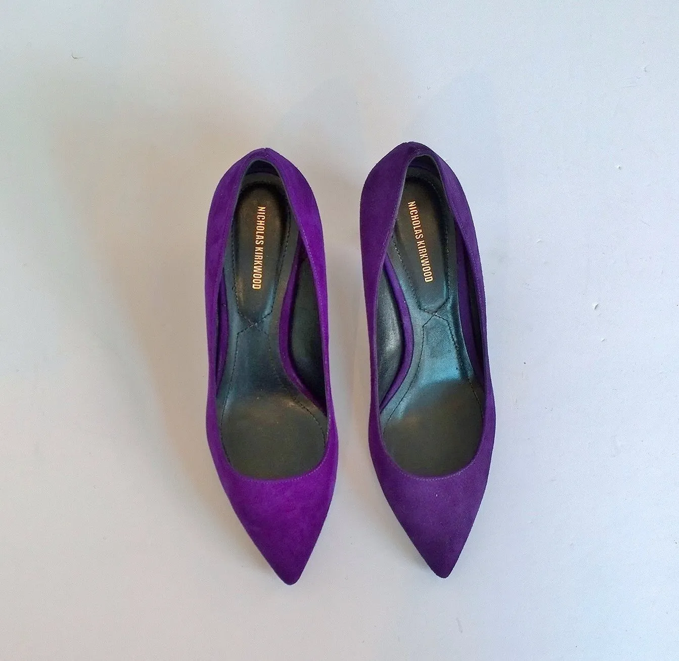 Nicholas Kirkwood Purple Suede Prism Heels Triangle Shoes