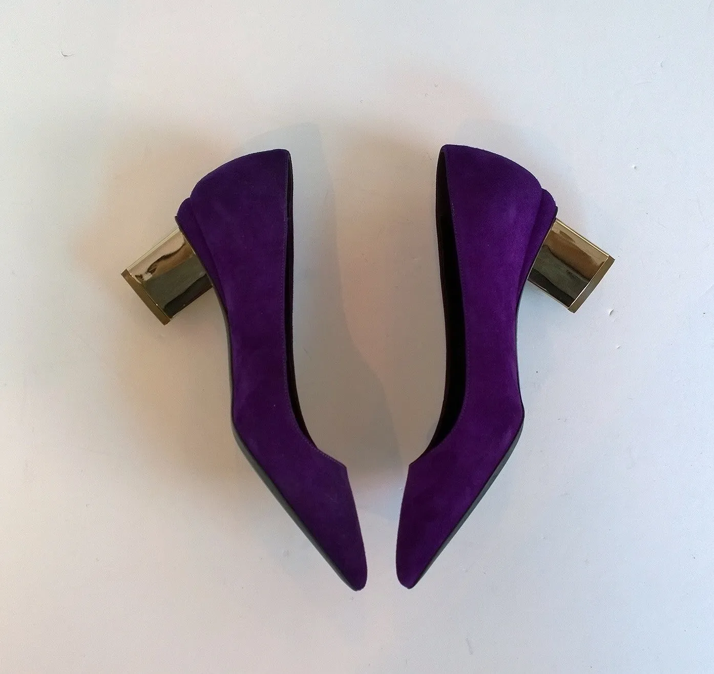 Nicholas Kirkwood Purple Suede Prism Heels Triangle Shoes