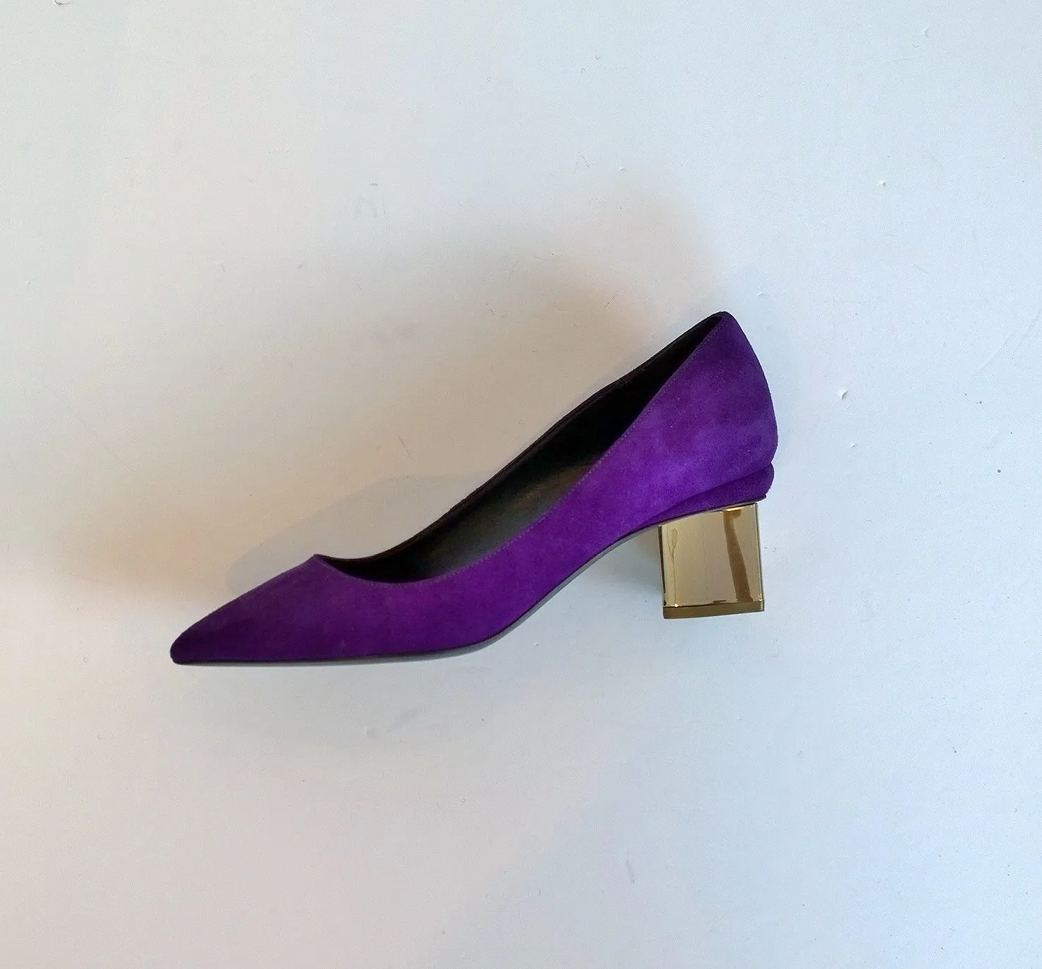 Nicholas Kirkwood Purple Suede Prism Heels Triangle Shoes