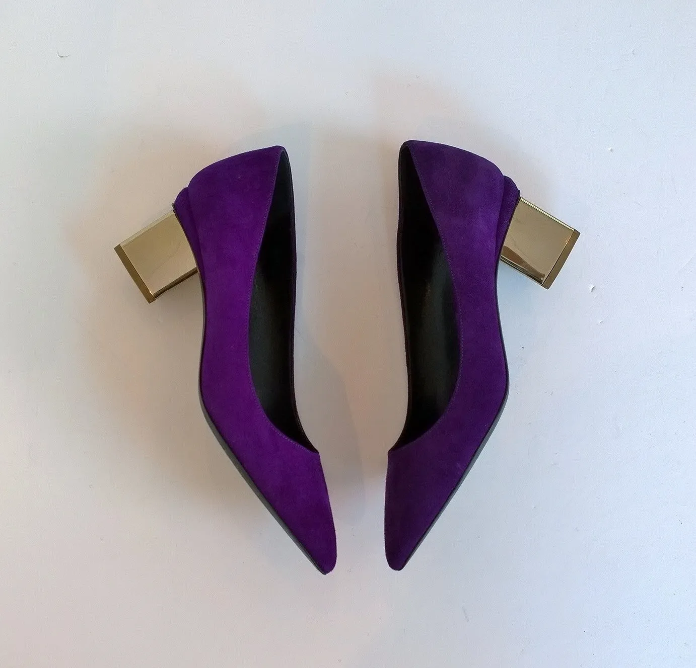 Nicholas Kirkwood Purple Suede Prism Heels Triangle Shoes