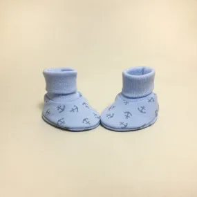 NICU Booties Blue Anchors