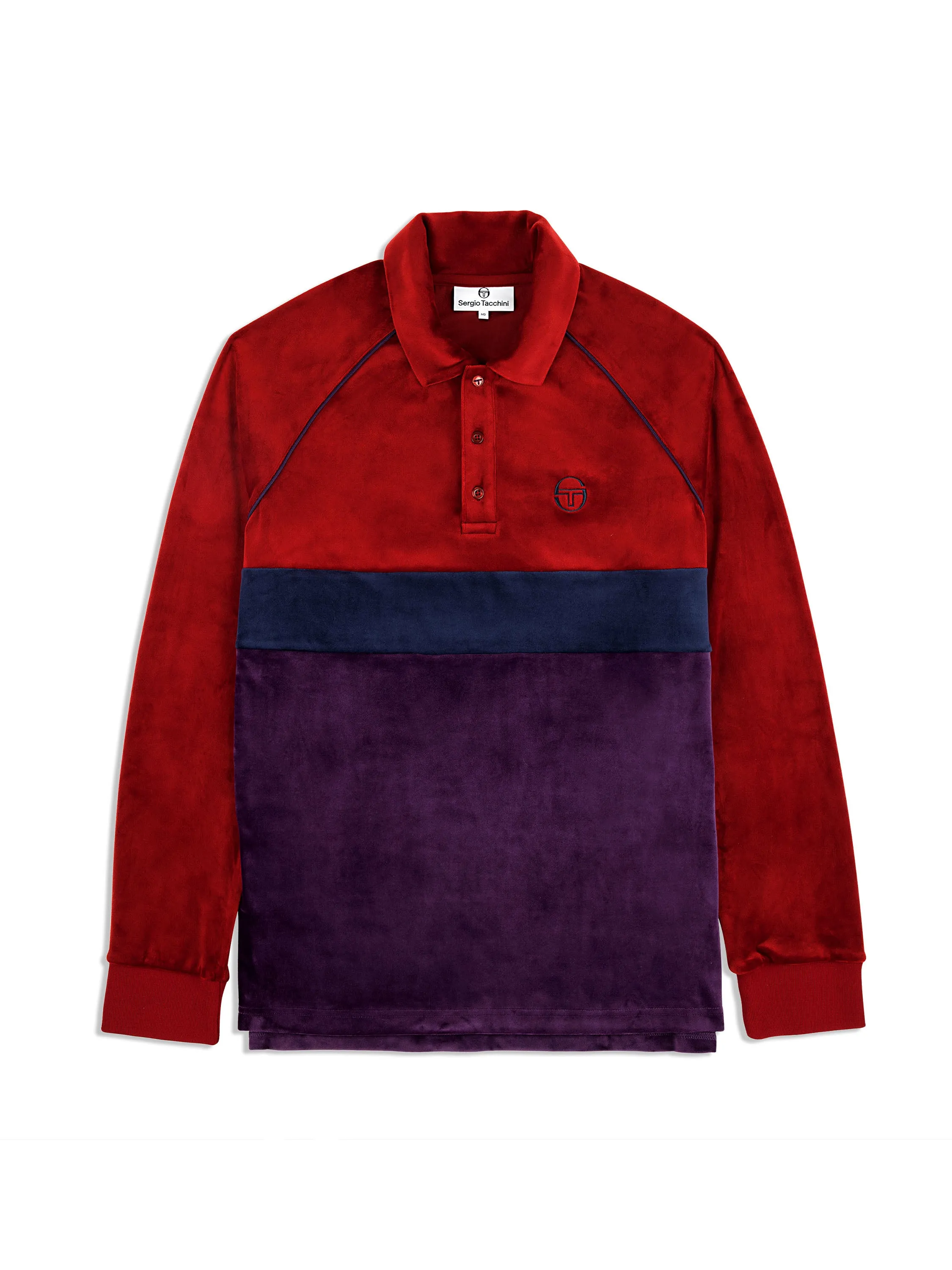 Noci Velour Long Sleeve Polo- Sun Dried Tomato