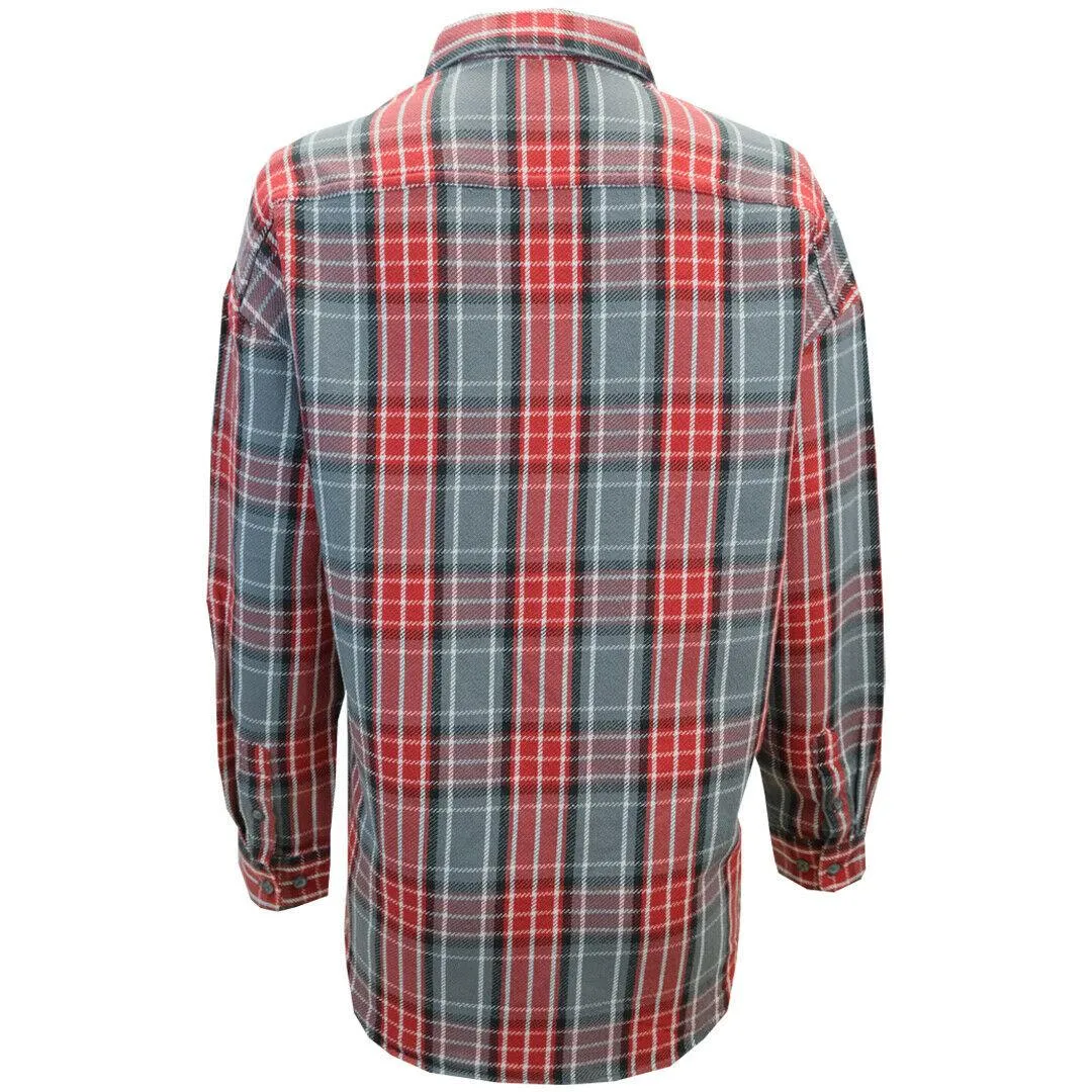 OBEY Women's Grey Red Black Plaid L/S Shirt (S04) Small