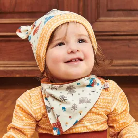 Organic dribble bib "Adventure Camp | Nicki Caramel"- 98% organic cotton, 2% elastane