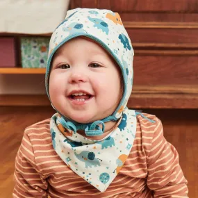 Organic dribble bib "Baby Elephant | Stripes Caramel" - 98% organic cotton, 2% elastane