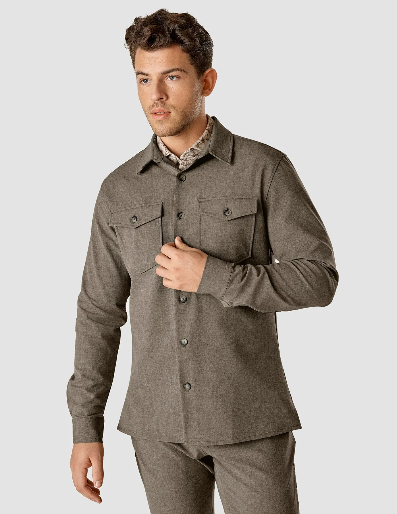 Overshirt Dark Beige Melange