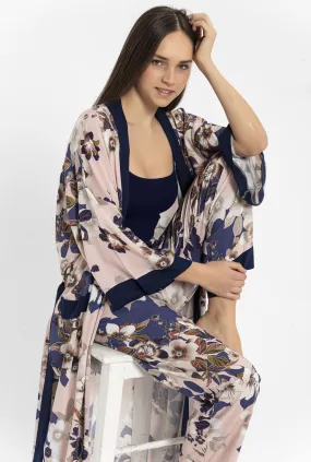 Pembe çiçek desenli Elissa Kimono