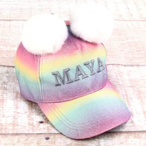 Personalized Girl's Fashion Baseball Cap - Rainbow Fun