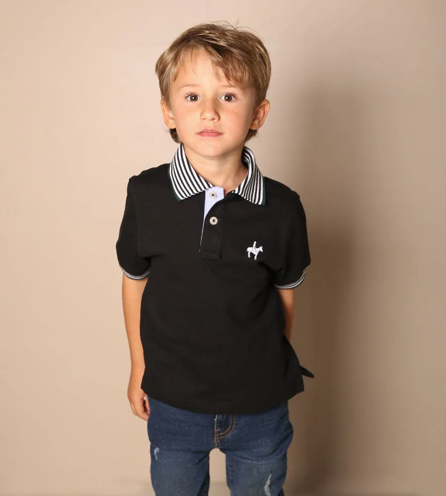 Polo Contraste Negra para Niños Ref. 230051223