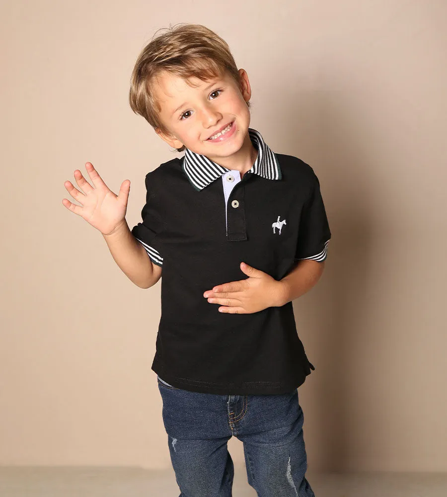 Polo Contraste Negra para Niños Ref. 230051223