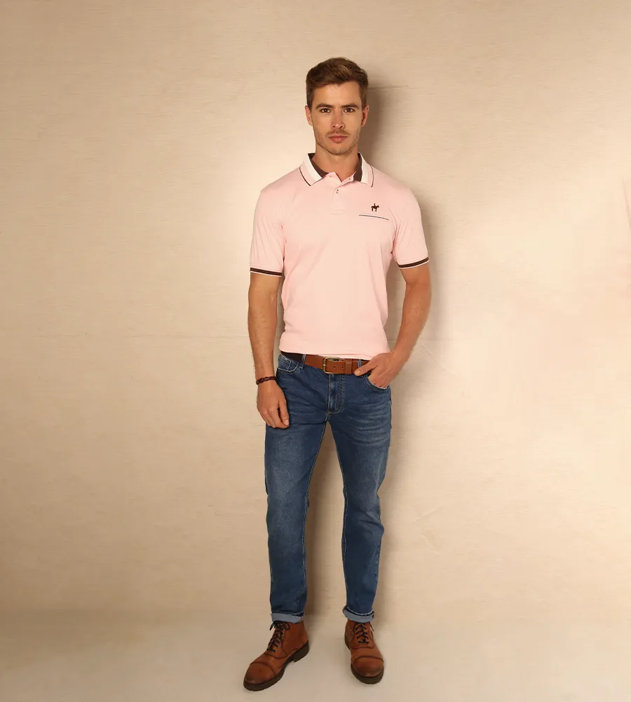 Polo Contraste Rosado Claro Ref. 130030424