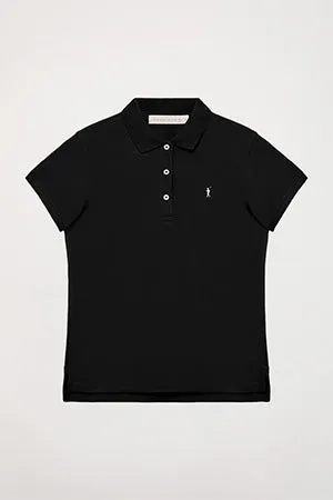 Polo de manga corta piqué negro con logo Rigby Go