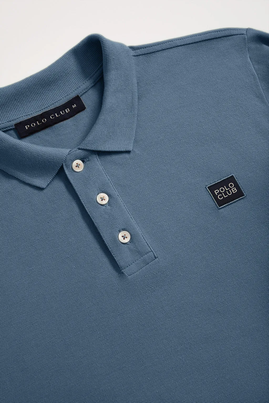 Polo de manga larga azul denim con detalle Polo Club