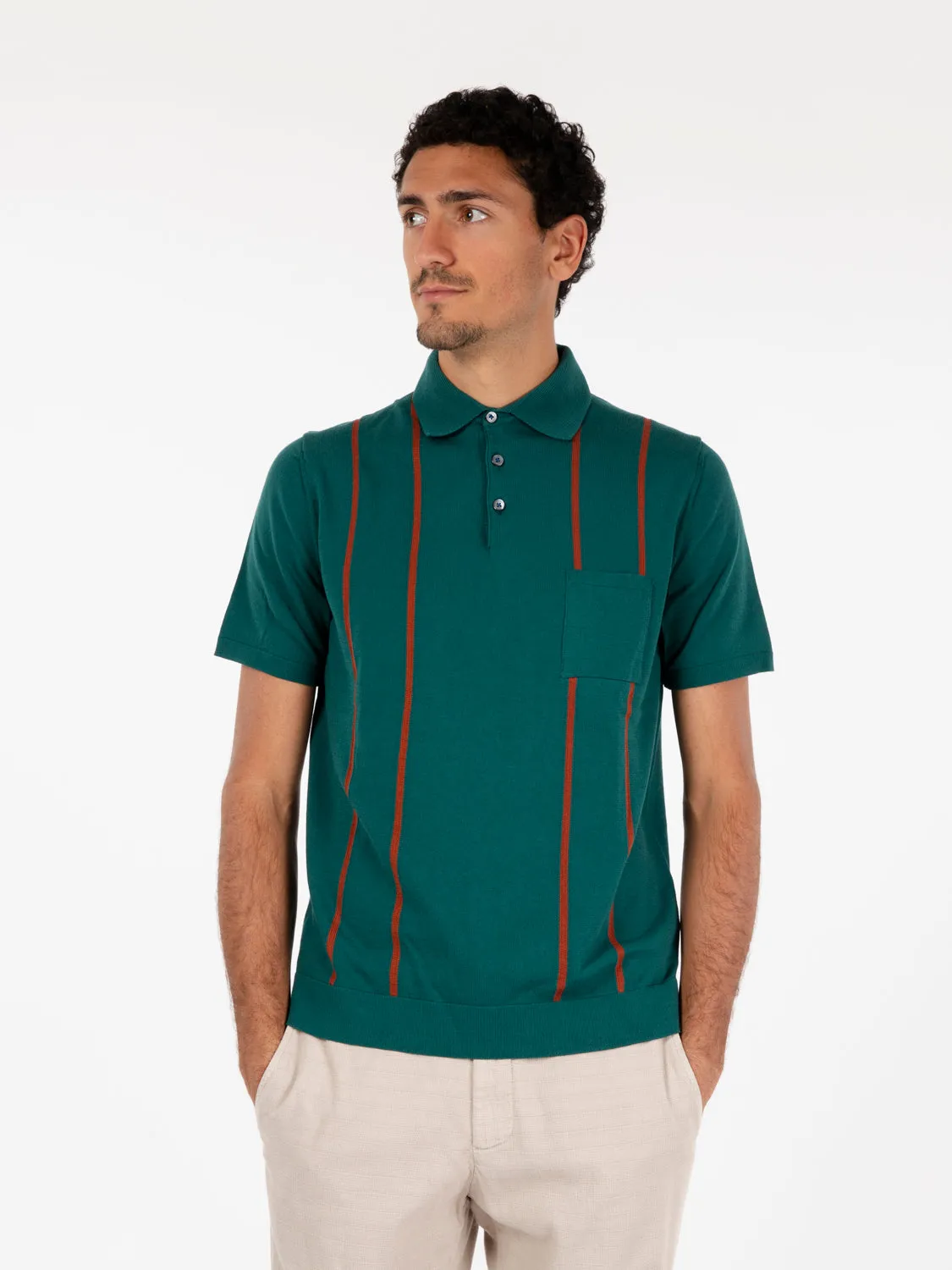 Polo Donald cotone verde / coccio