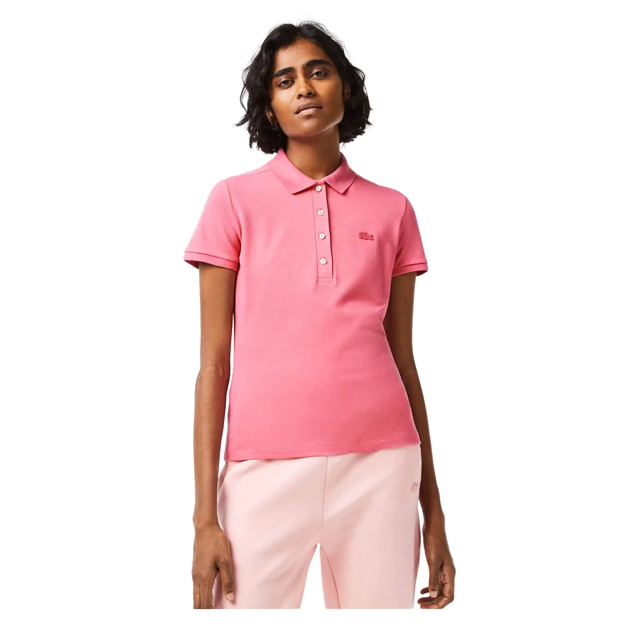 Polo Donna Lacoste Slim Fit Stretch Rosa