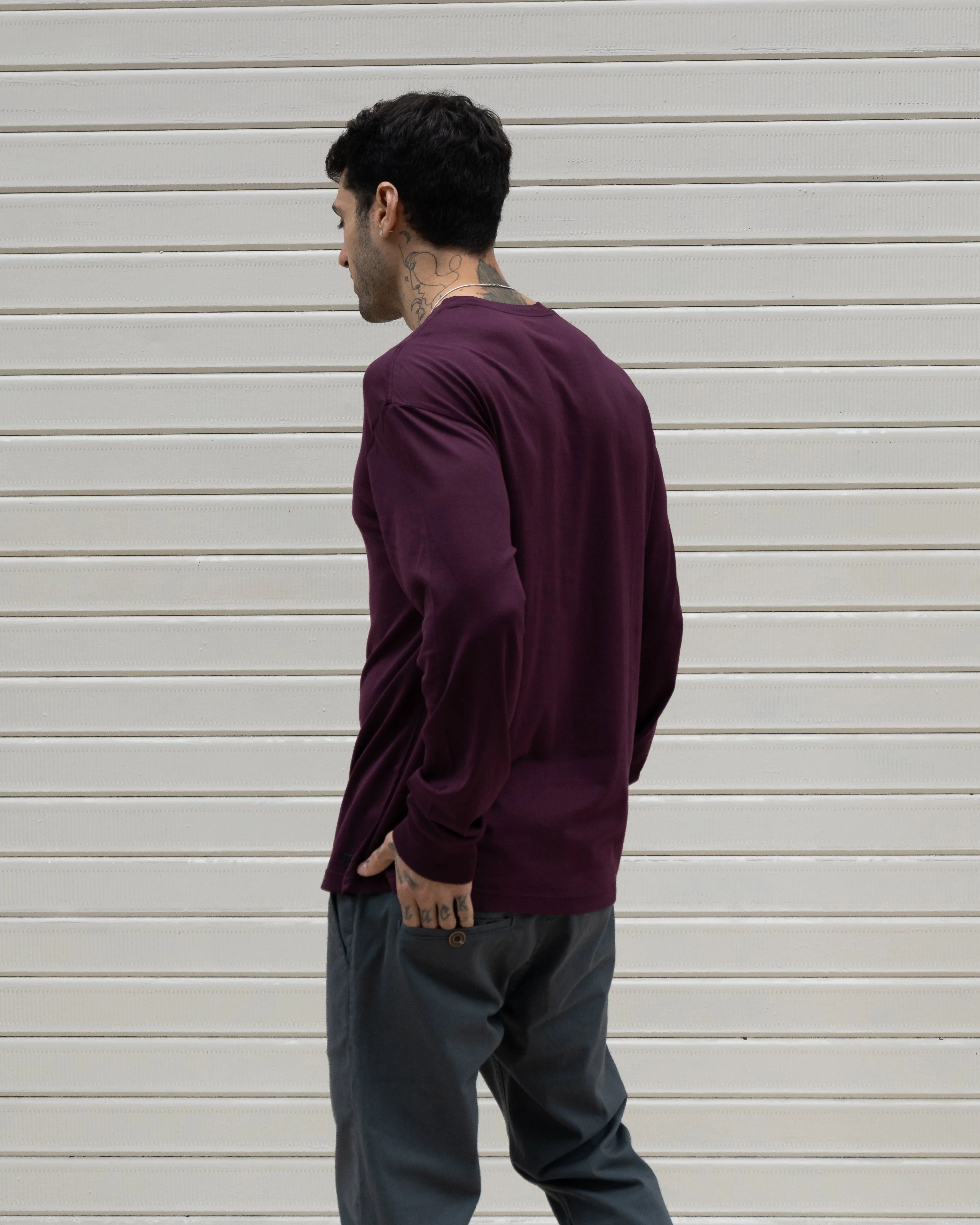 Premium Pima Long Sleeve Tee - Italian Plum