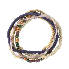 Purple Tones Seed Bead Stackable Bracelet Set