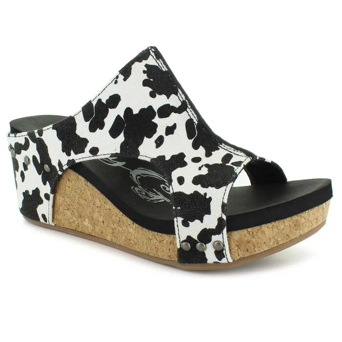 "Besito 2" Cork Wedge Sandal (Cow Print)