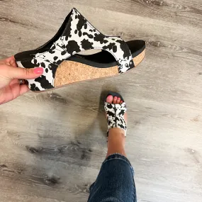 "Besito 2" Cork Wedge Sandal (Cow Print)