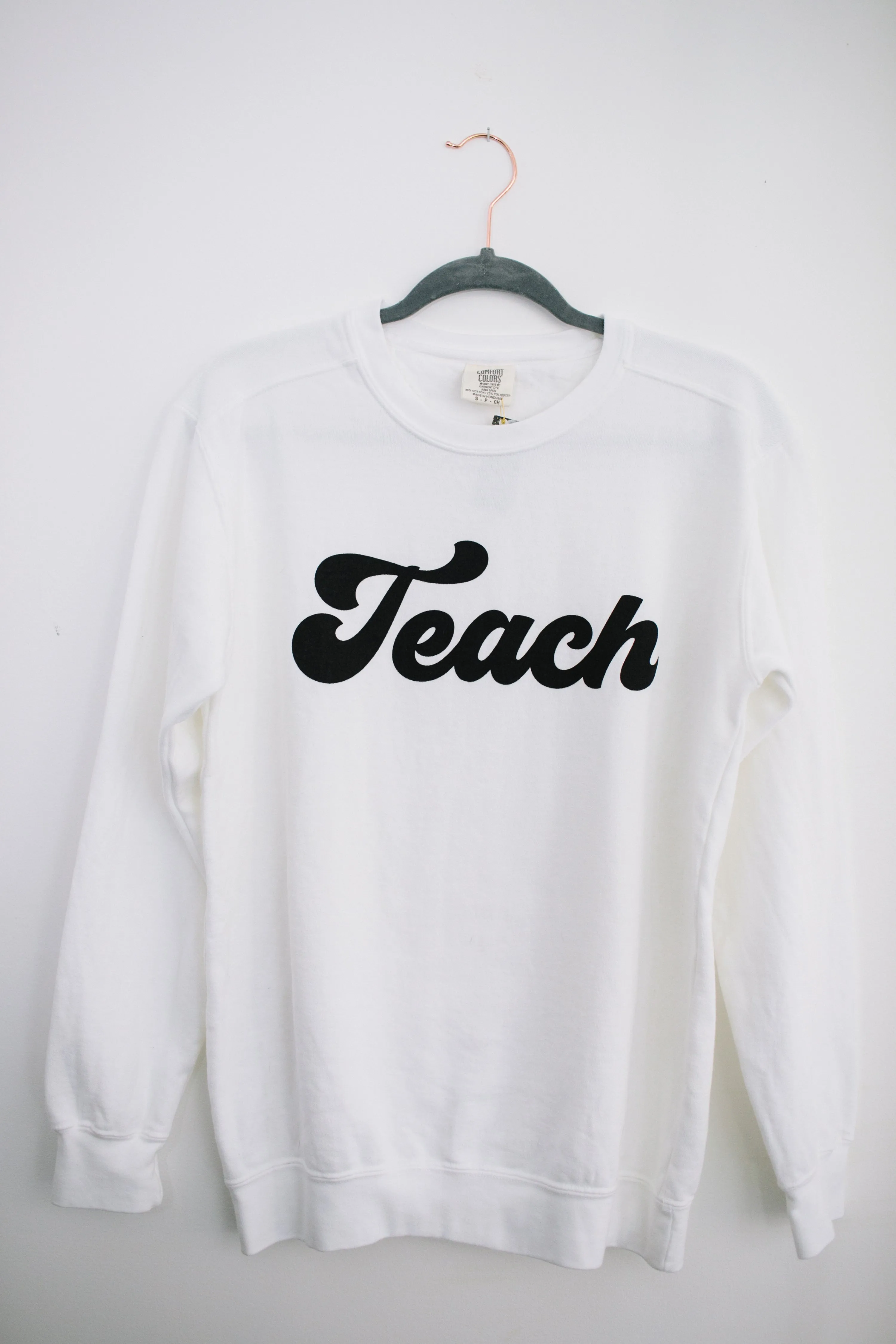 "The Melanie" Schoolgirl Style - Teach Sweatshirt {WHITE} - Puff print