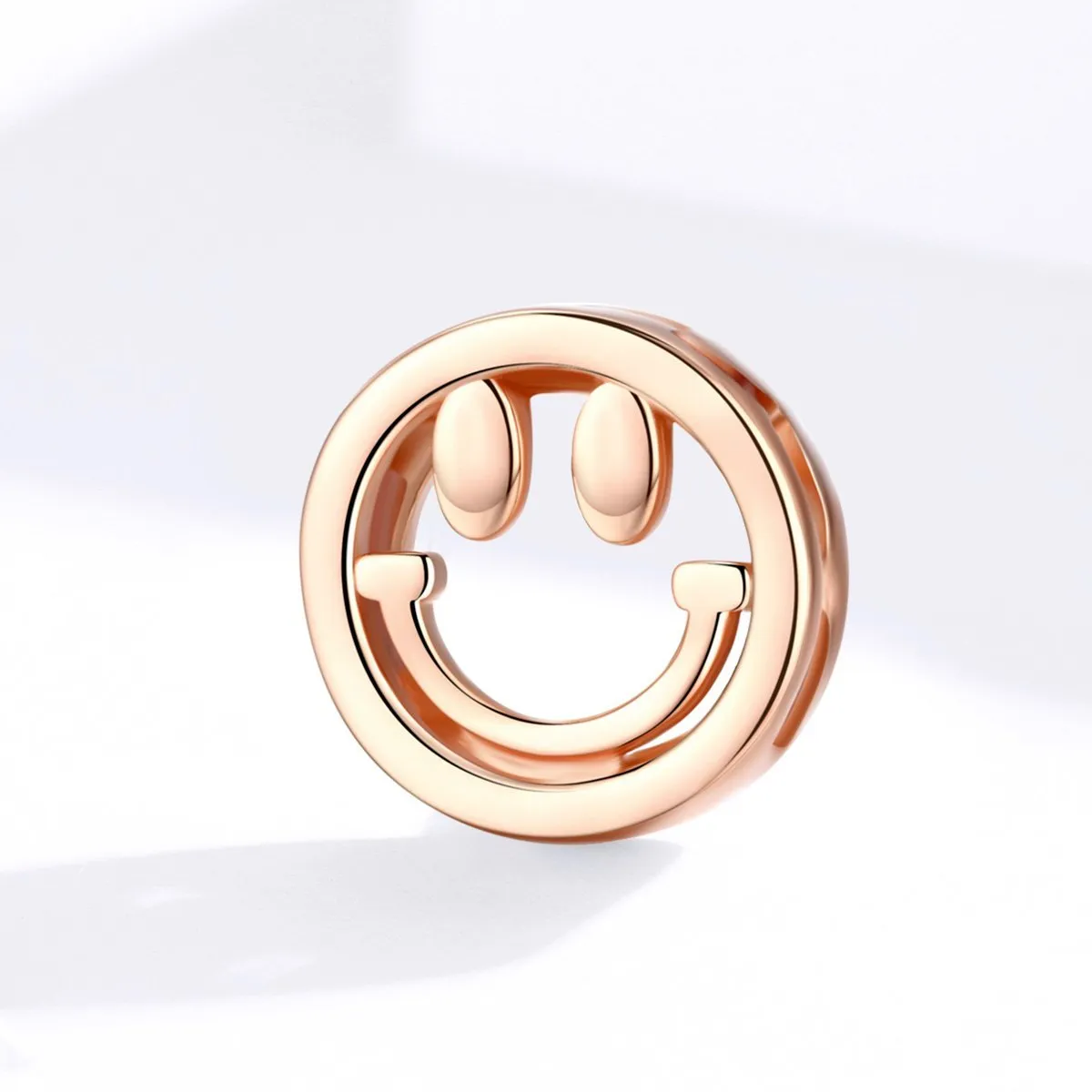 Rose Gold Smiling Face 925 Sterling Silver Clip Charm