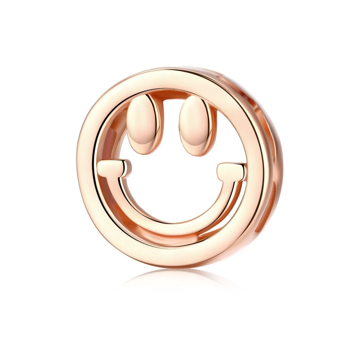 Rose Gold Smiling Face 925 Sterling Silver Clip Charm