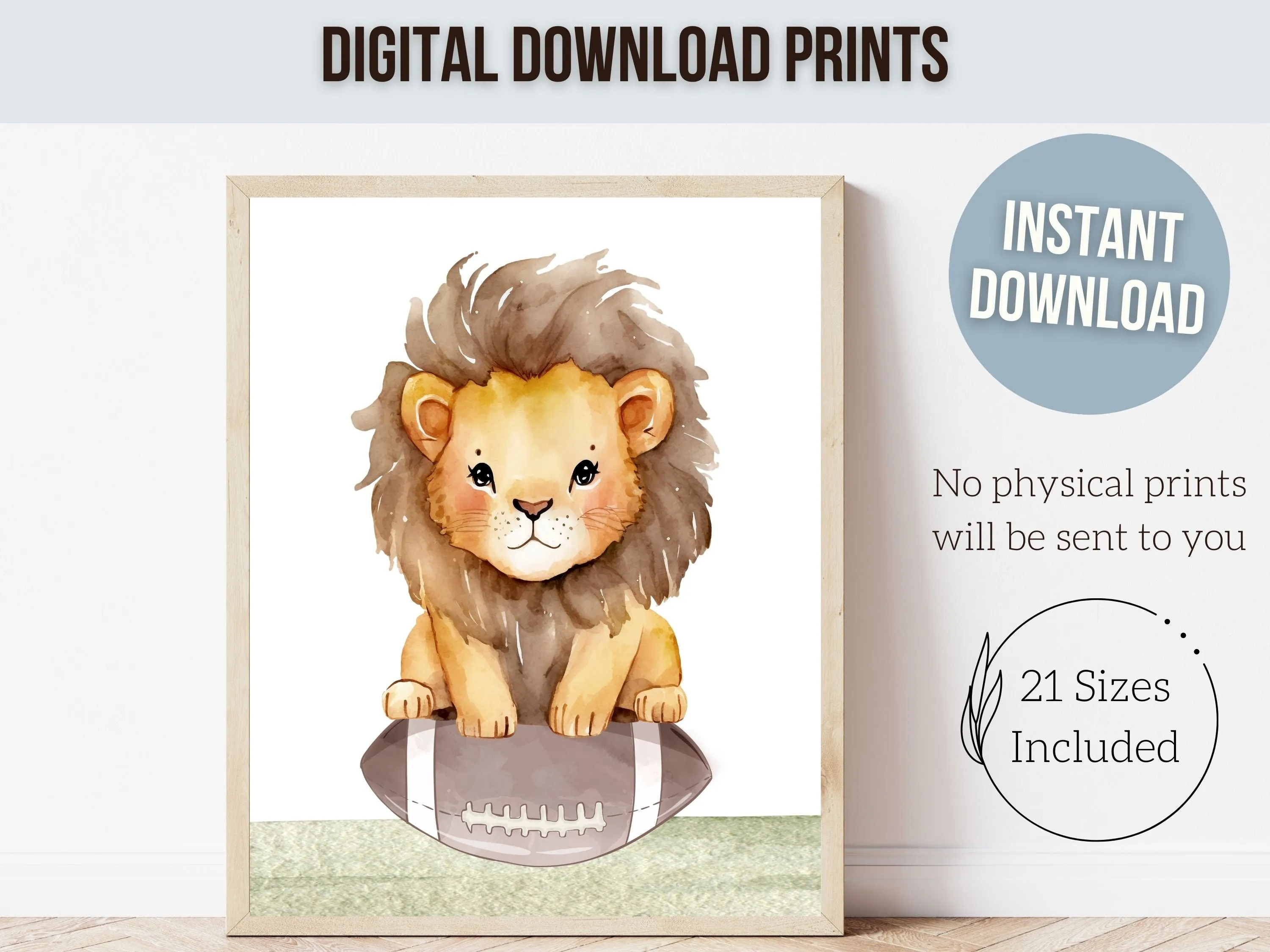 Safari Animals on Sports Balls Nursery Prints