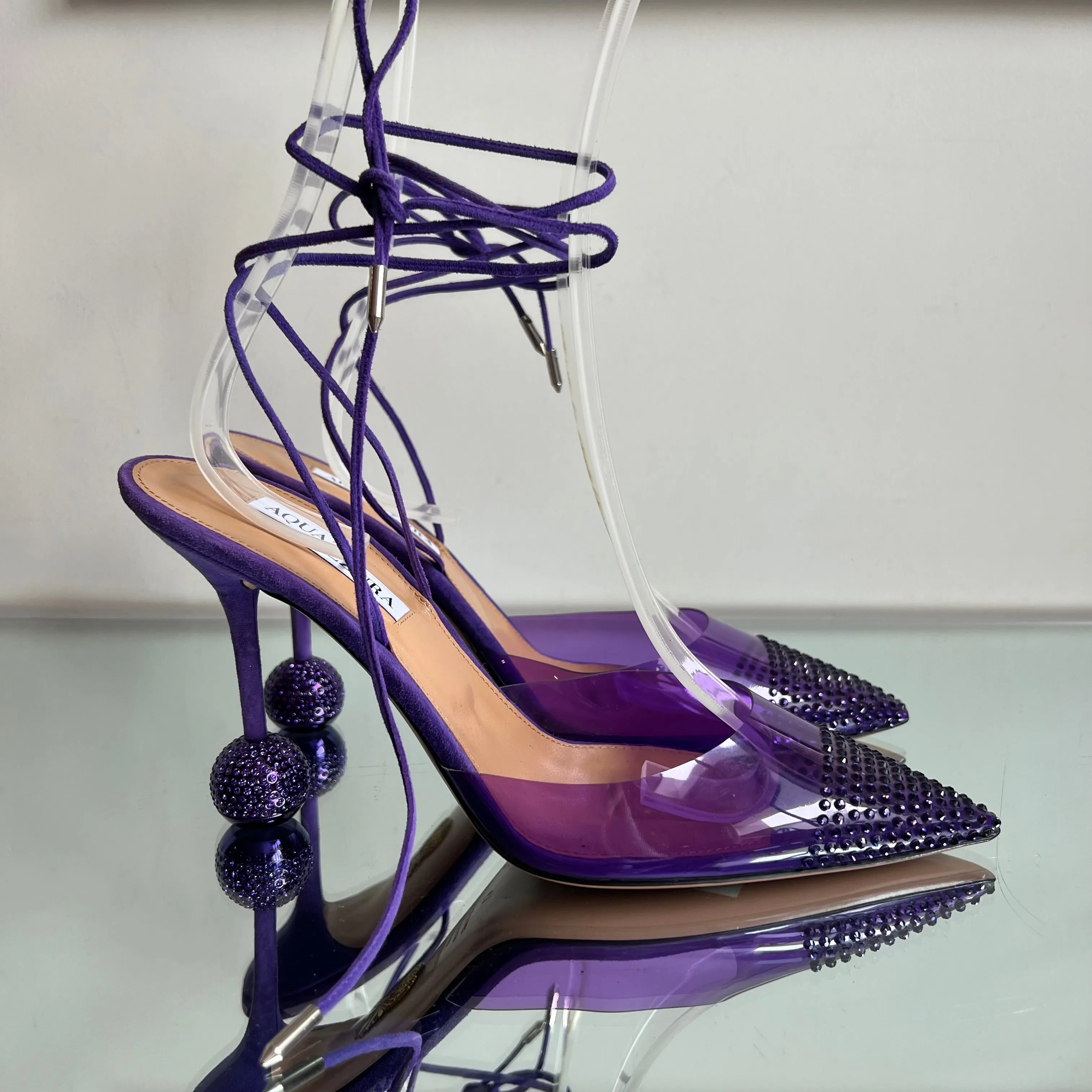 Scarpin Aquazzura Roxo Detalhe Salto