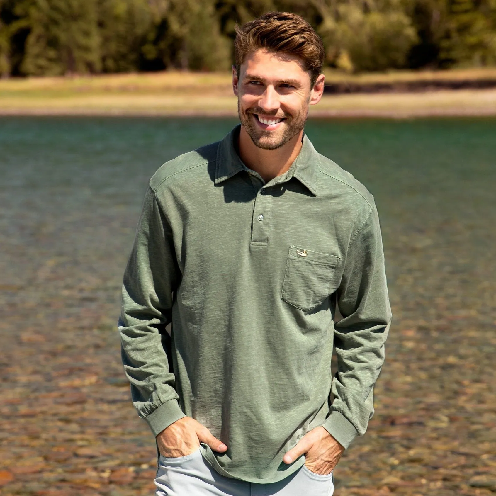 SEAWASH™ Slub Polo - Long Sleeve