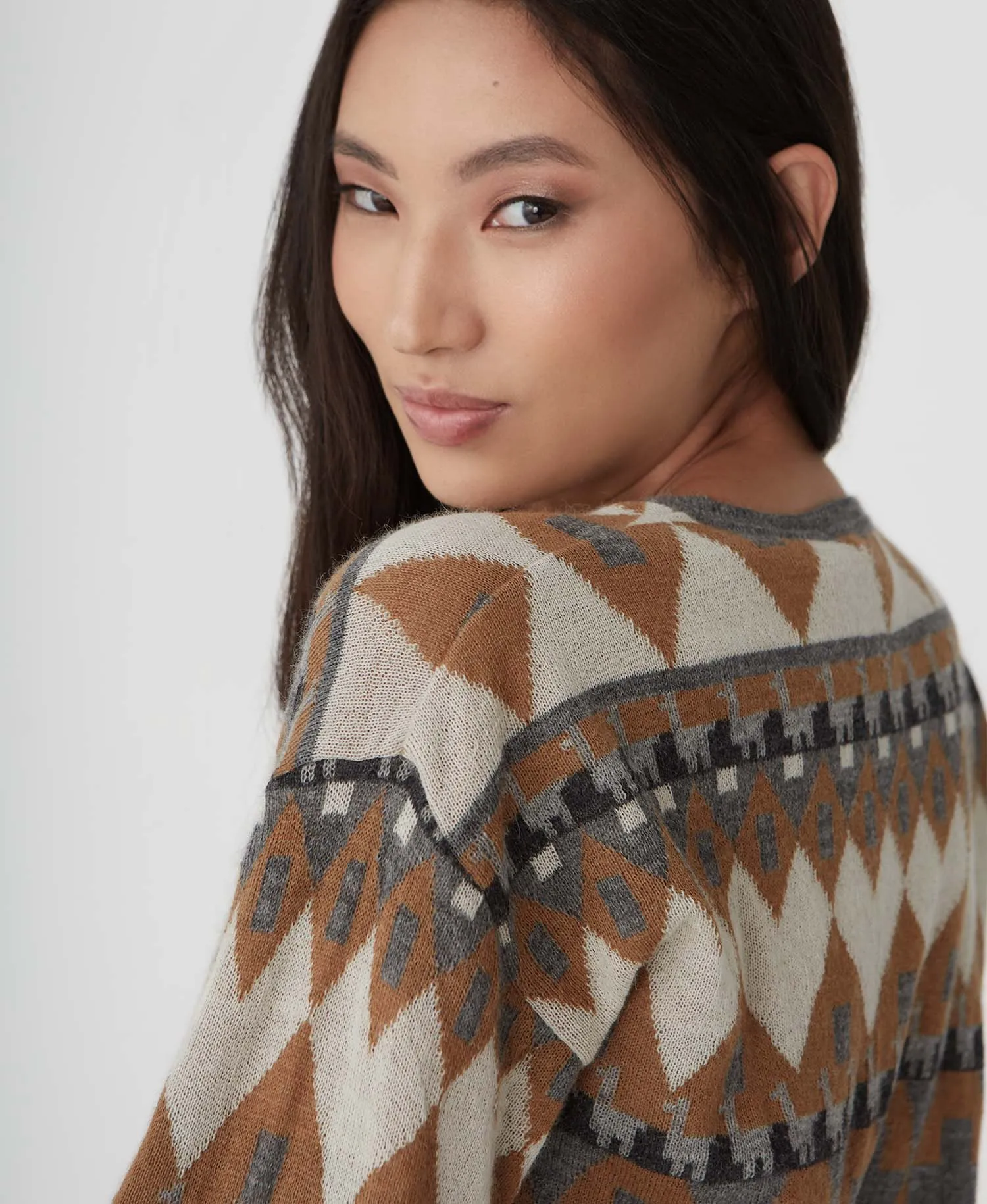 Seried Lined Jacquard Pullover