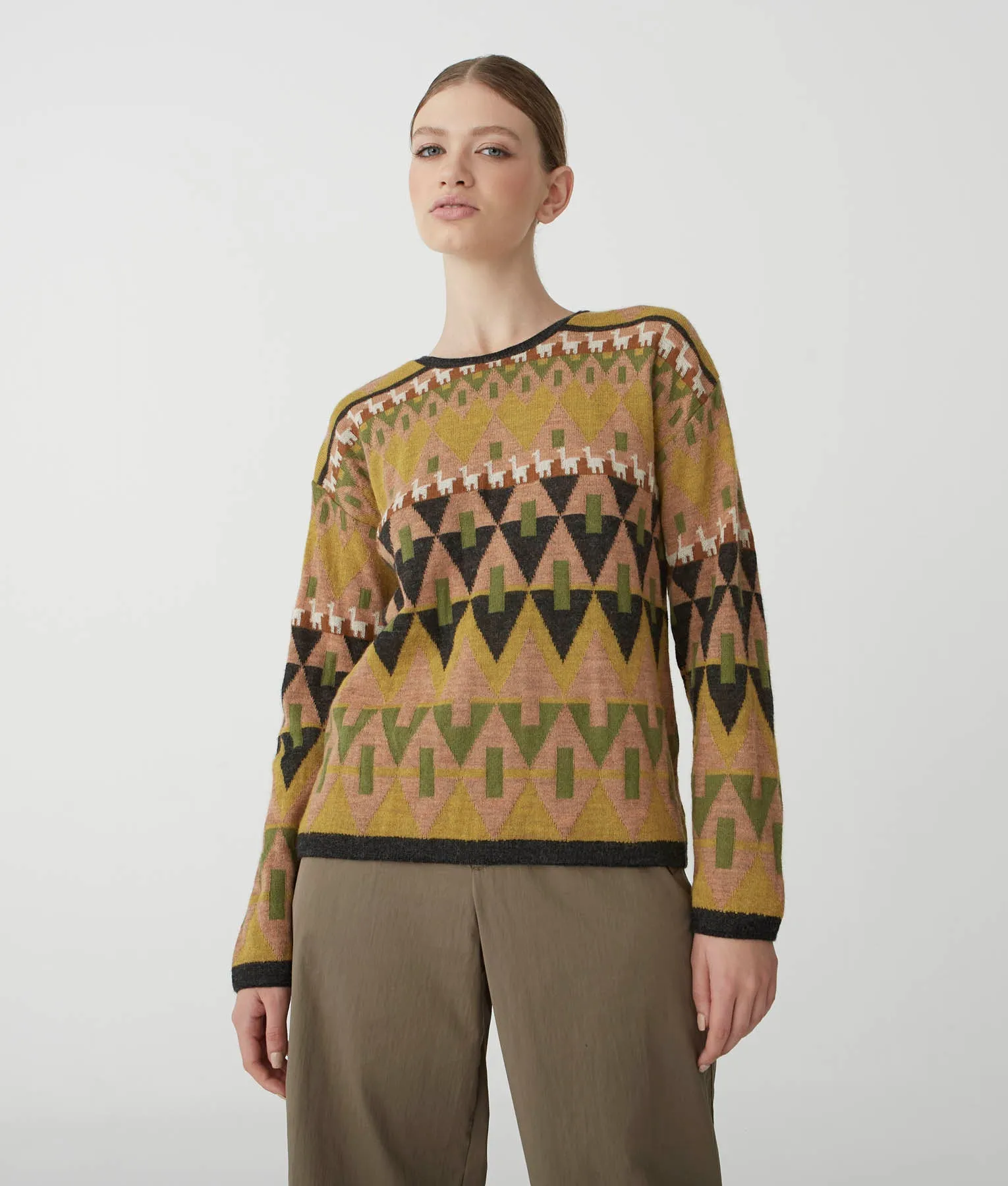 Seried Lined Jacquard Pullover