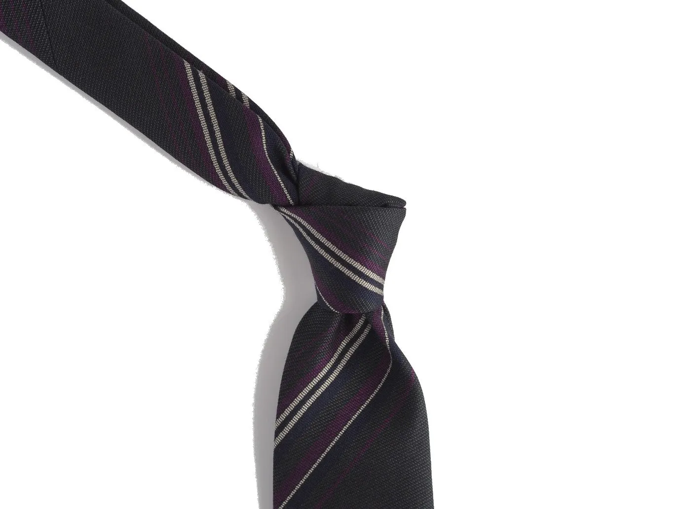 Silk Tie Repp Multi-Stripe Charcoal