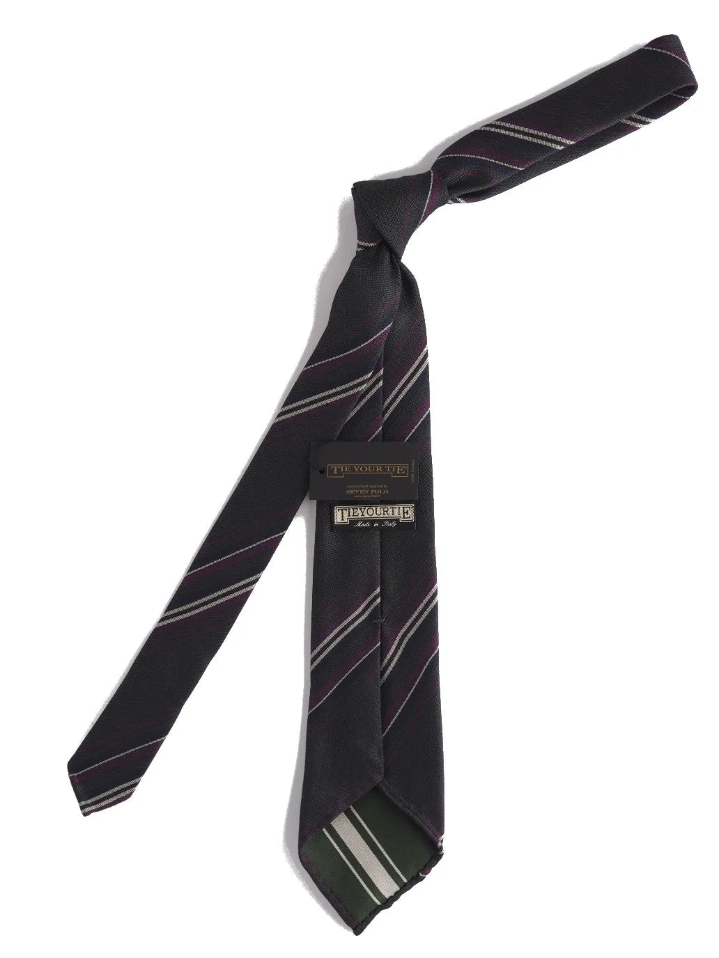 Silk Tie Repp Multi-Stripe Charcoal