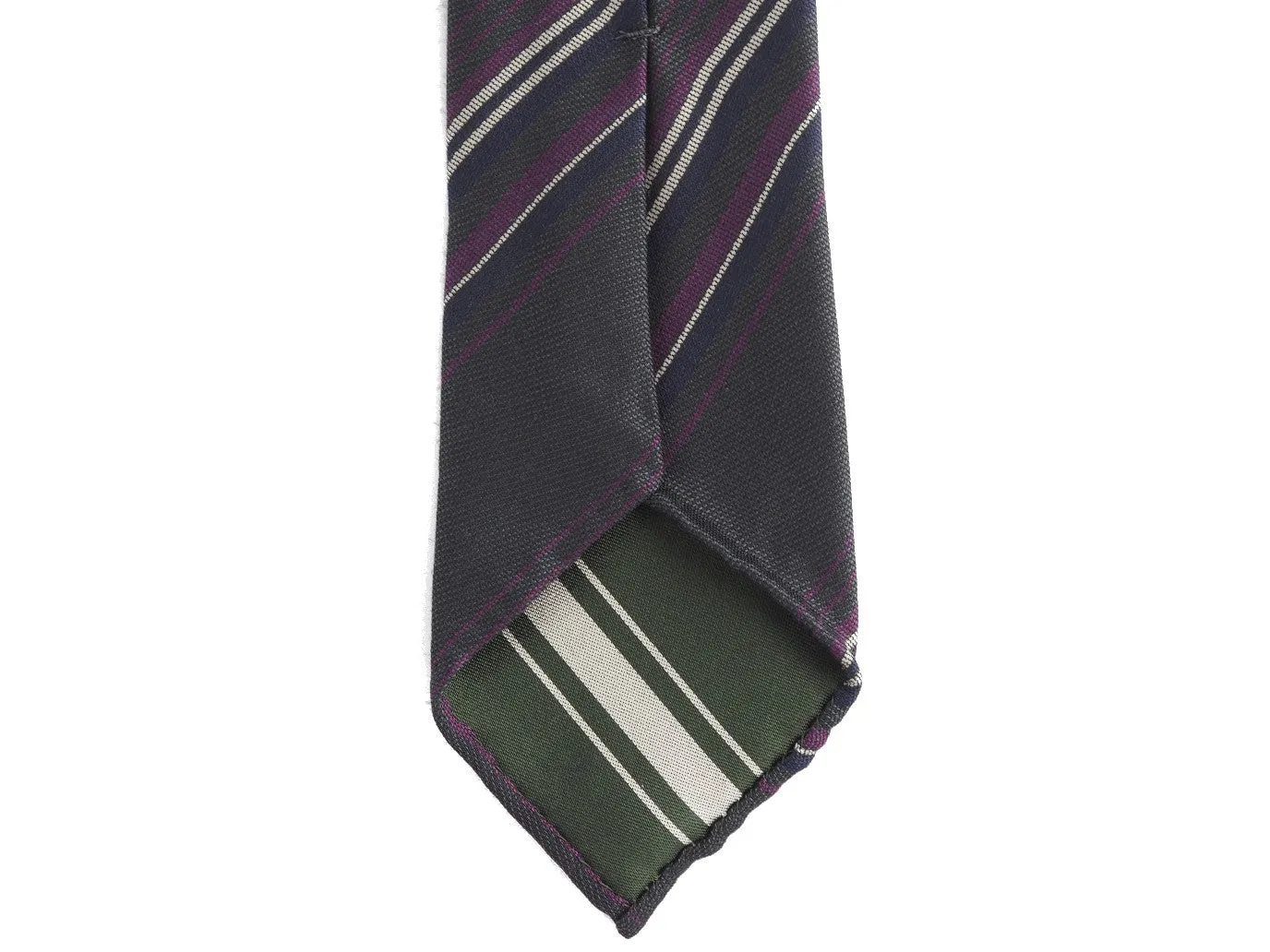 Silk Tie Repp Multi-Stripe Charcoal