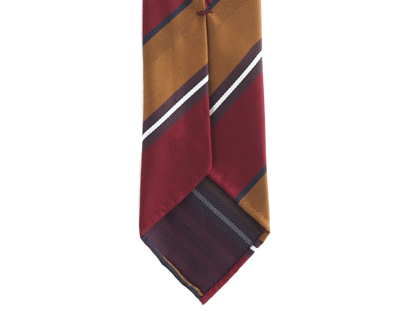 Silk Tie Repp Stripe Wide Red & Gold