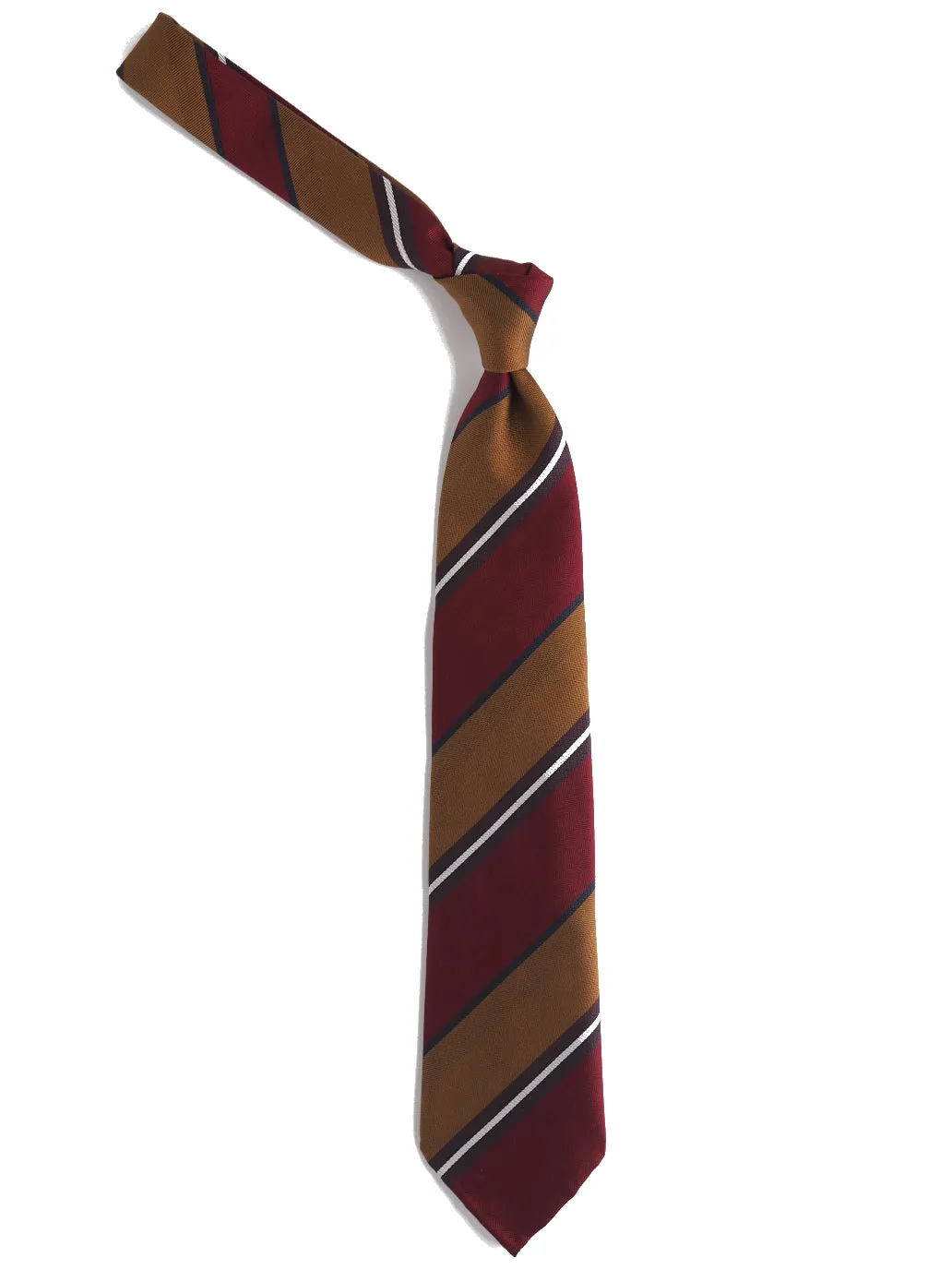 Silk Tie Repp Stripe Wide Red & Gold