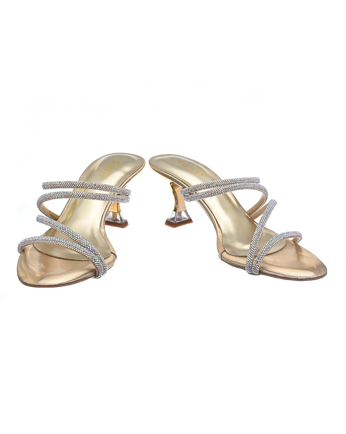 Sparkling Gold Gilt Party Heels for Women