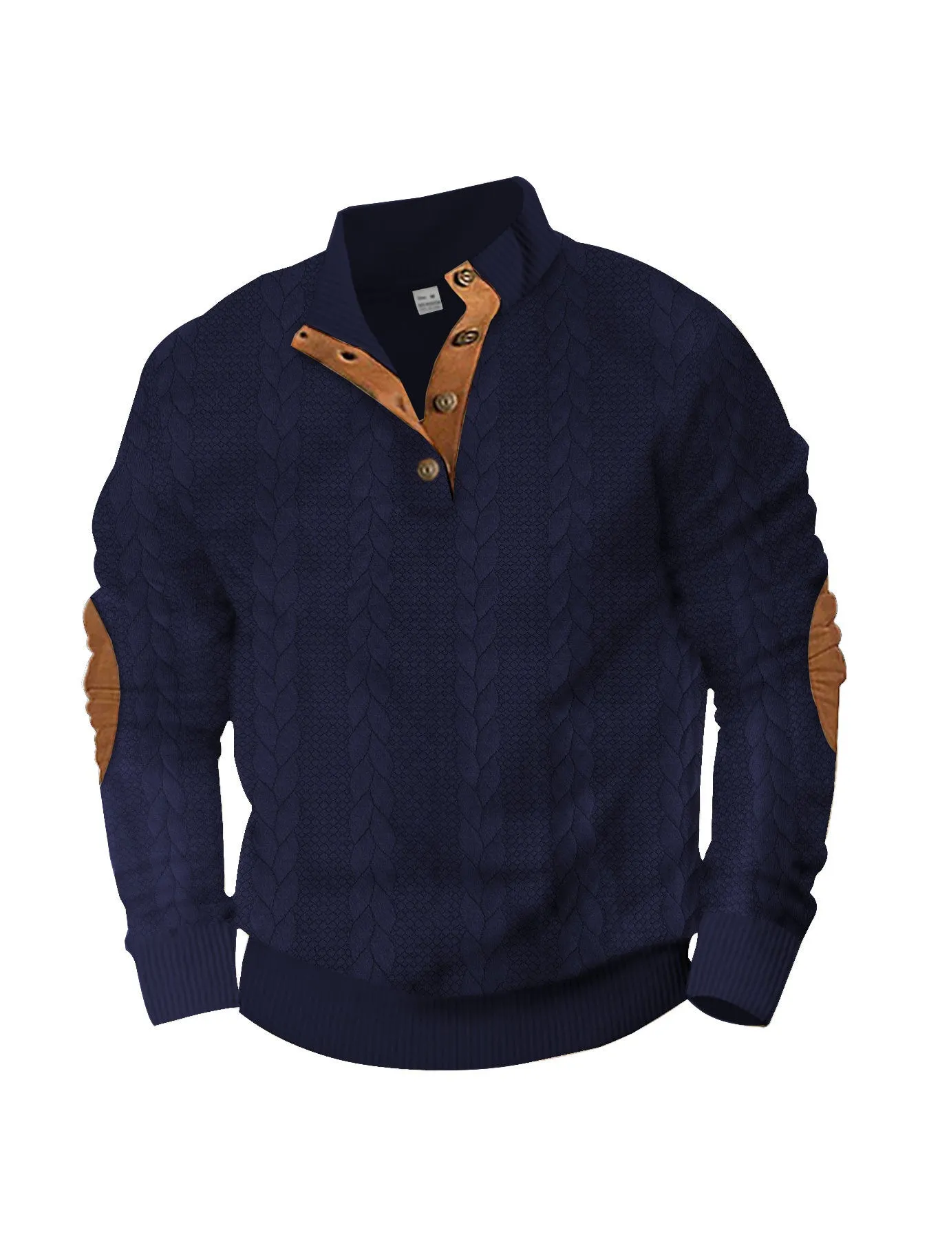 Stand Collar Long Sleeve Knit Pattern Sweater Men Sweatshirts