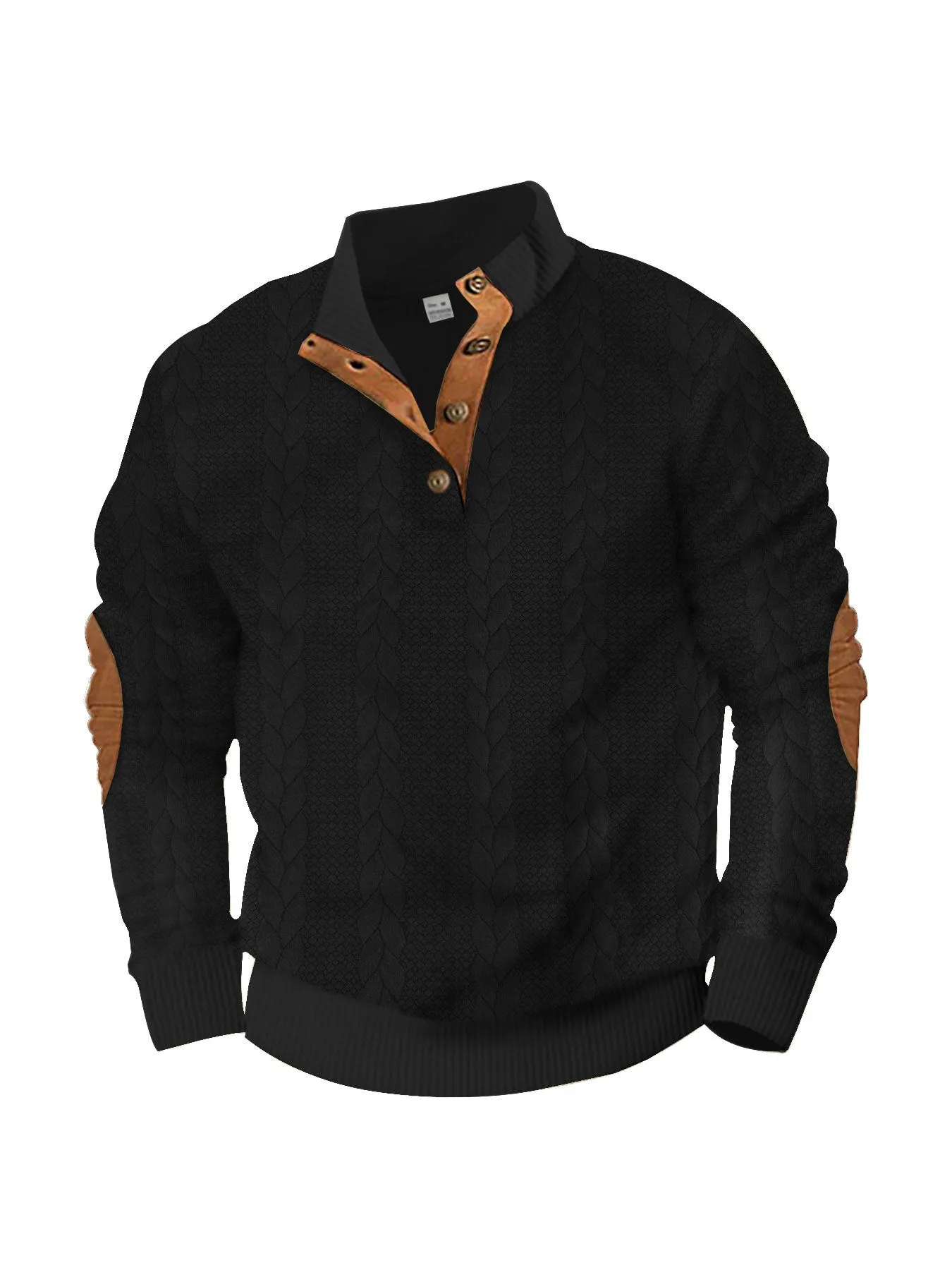 Stand Collar Long Sleeve Knit Pattern Sweater Men Sweatshirts