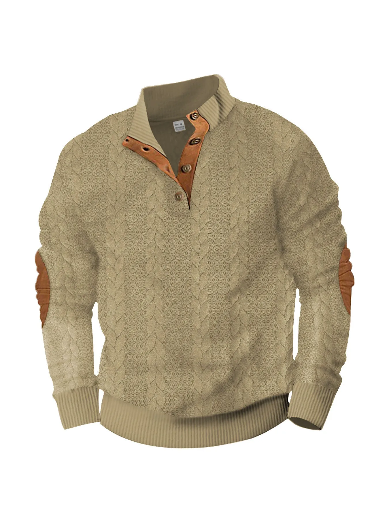 Stand Collar Long Sleeve Knit Pattern Sweater Men Sweatshirts