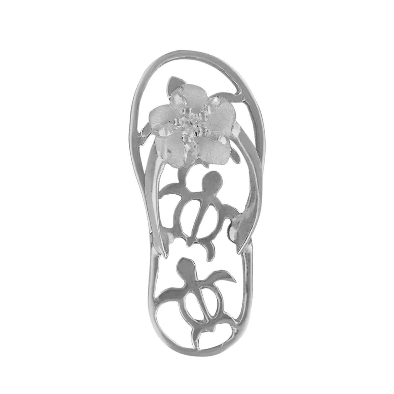 Sterling Silver Turtle Slipper Flip Flop Pendant