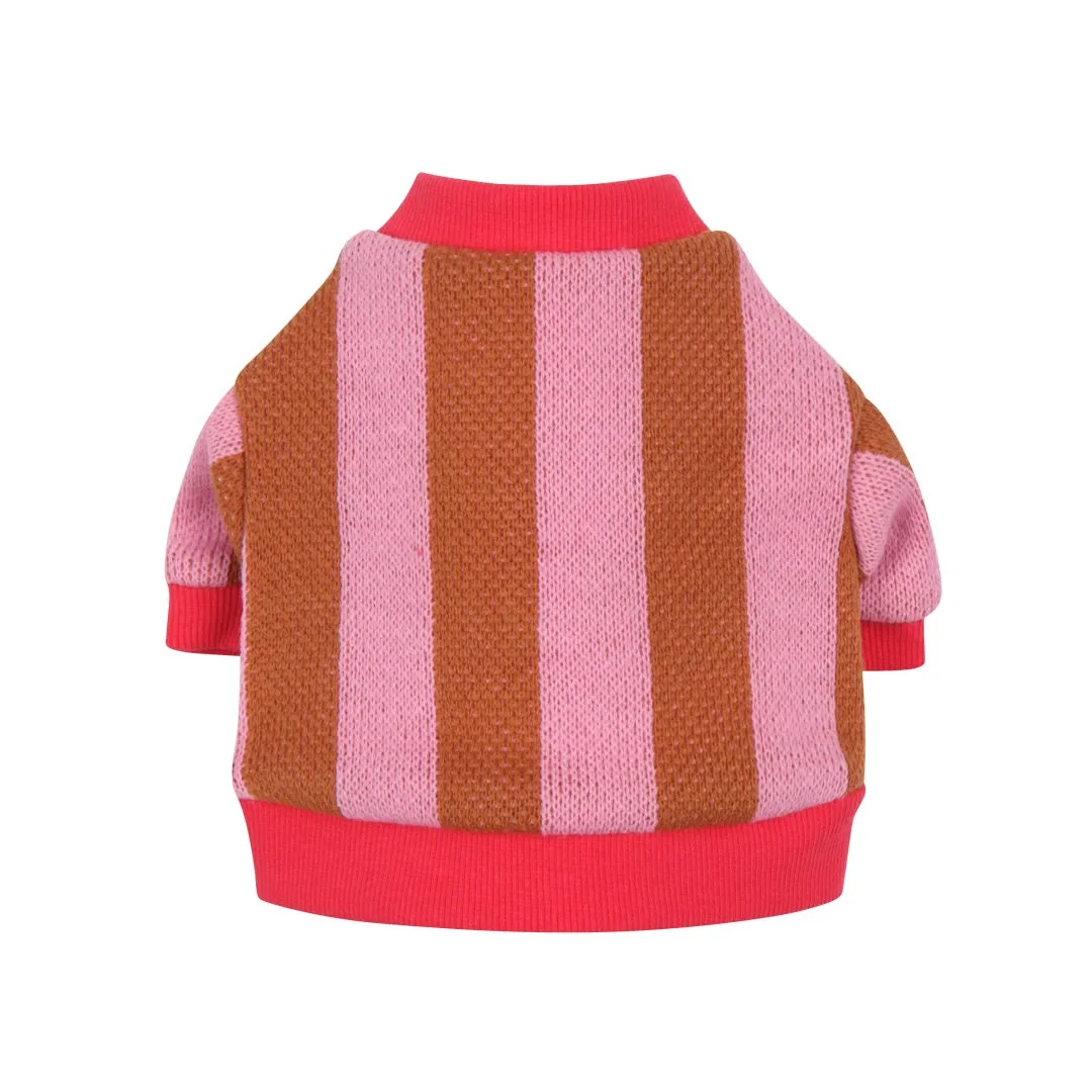 Striped Multi-Color Knit Cardigan -Pink