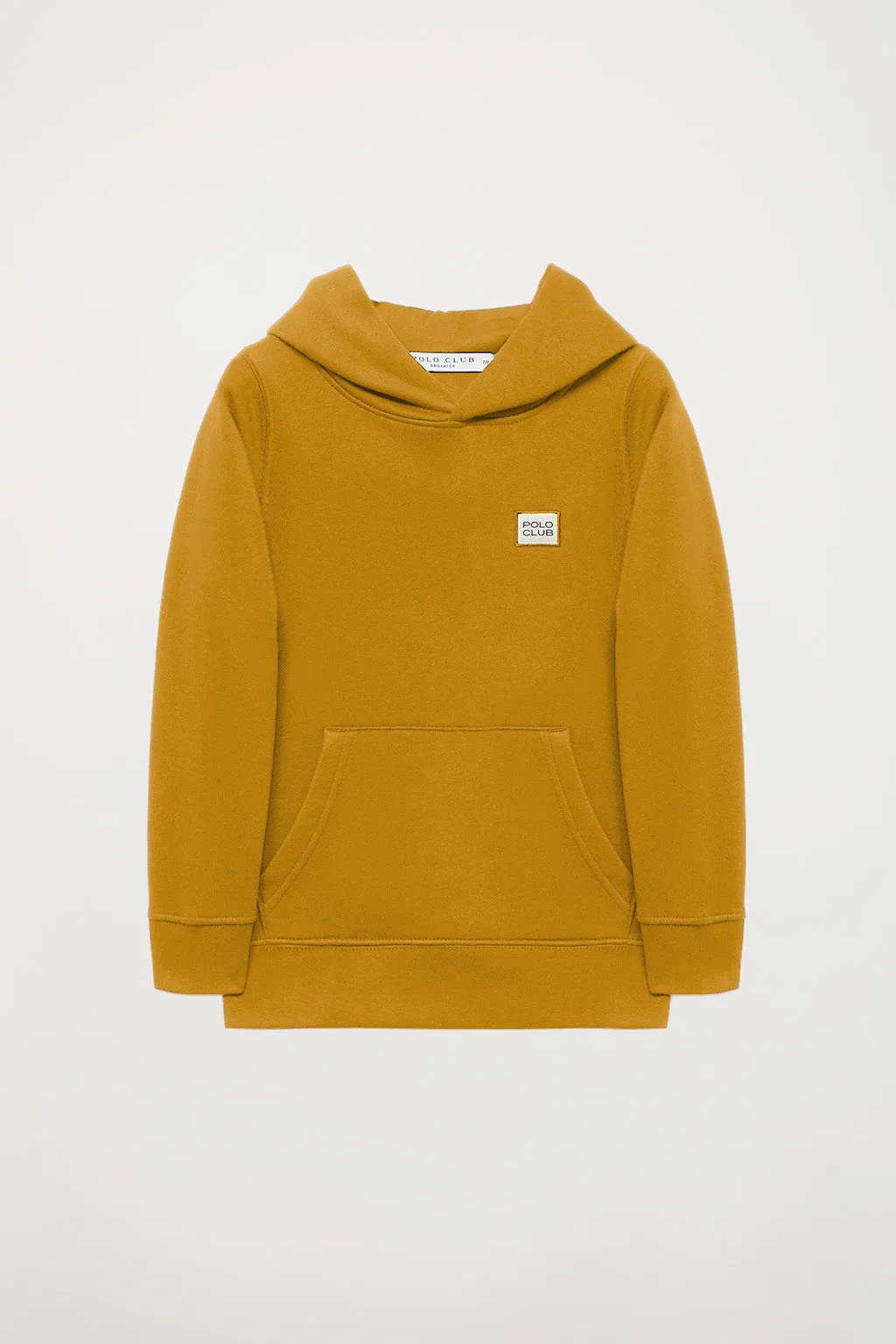 Sudadera orgánica de capucha y bolsillos ocre Neutrals kids con logo