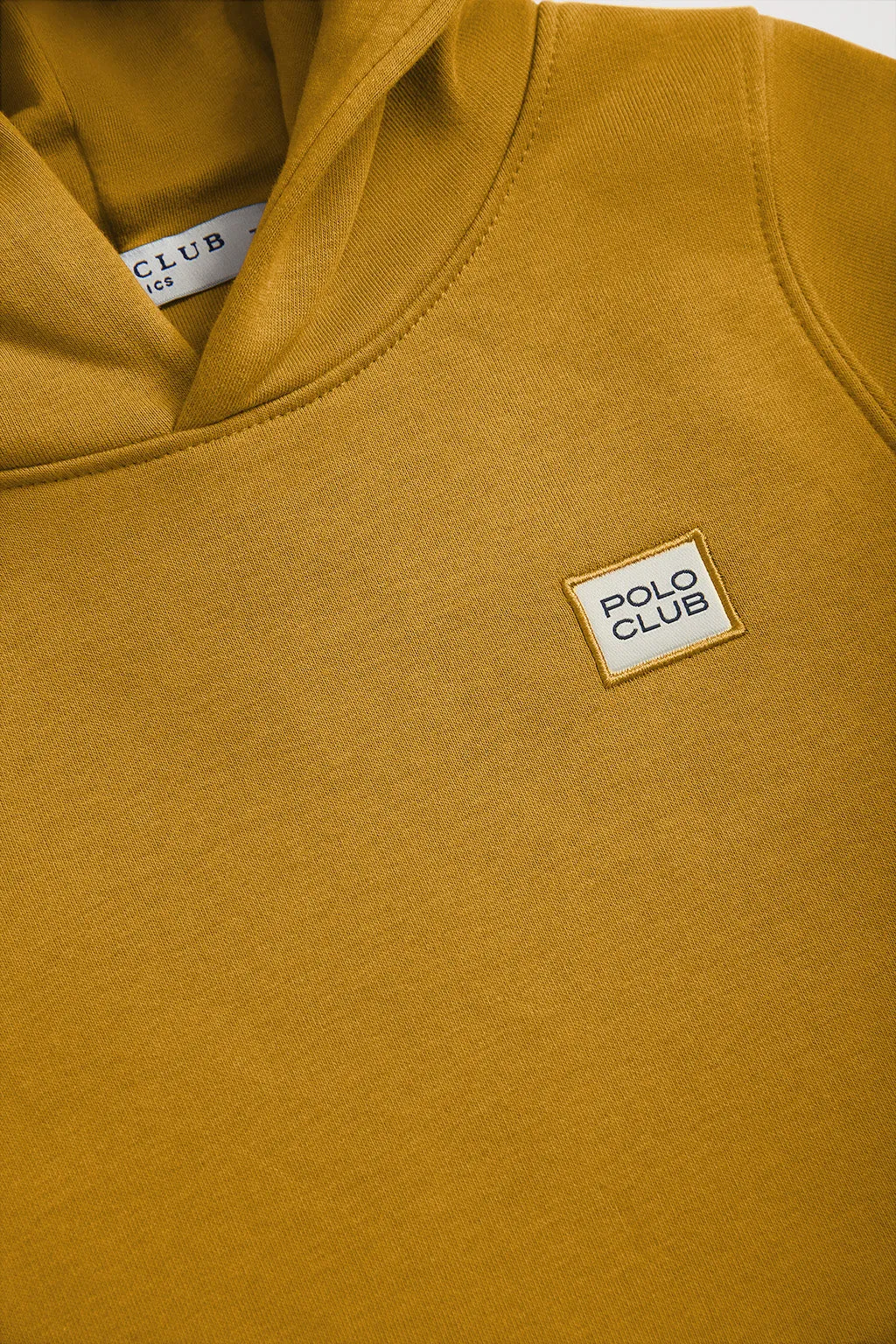 Sudadera orgánica de capucha y bolsillos ocre Neutrals kids con logo