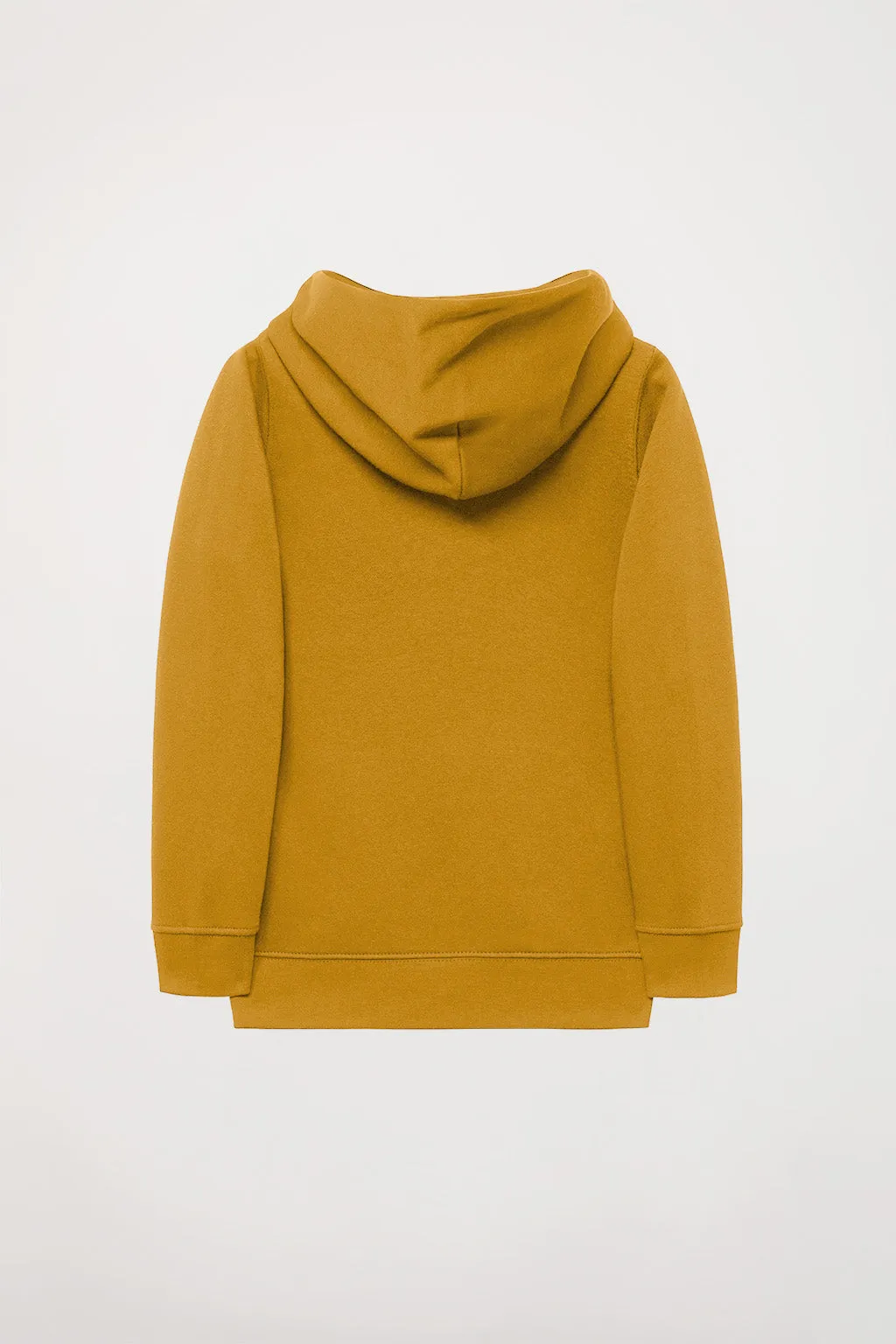 Sudadera orgánica de capucha y bolsillos ocre Neutrals kids con logo