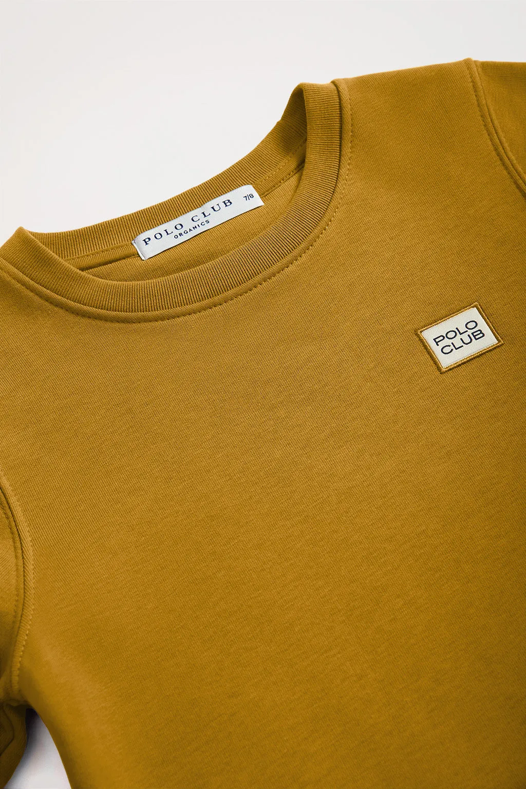 Sudadera orgánica de cuello redondo ocre Neutrals kids con logo