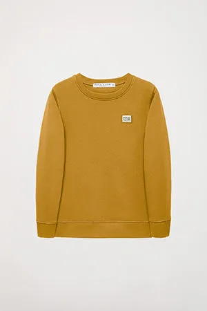 Sudadera orgánica de cuello redondo ocre Neutrals kids con logo