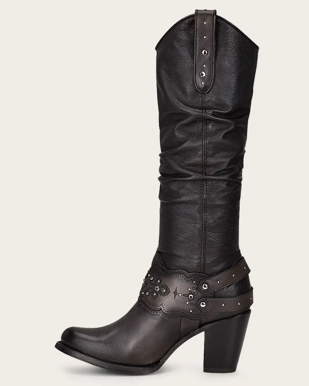 Tall black boot with crystals