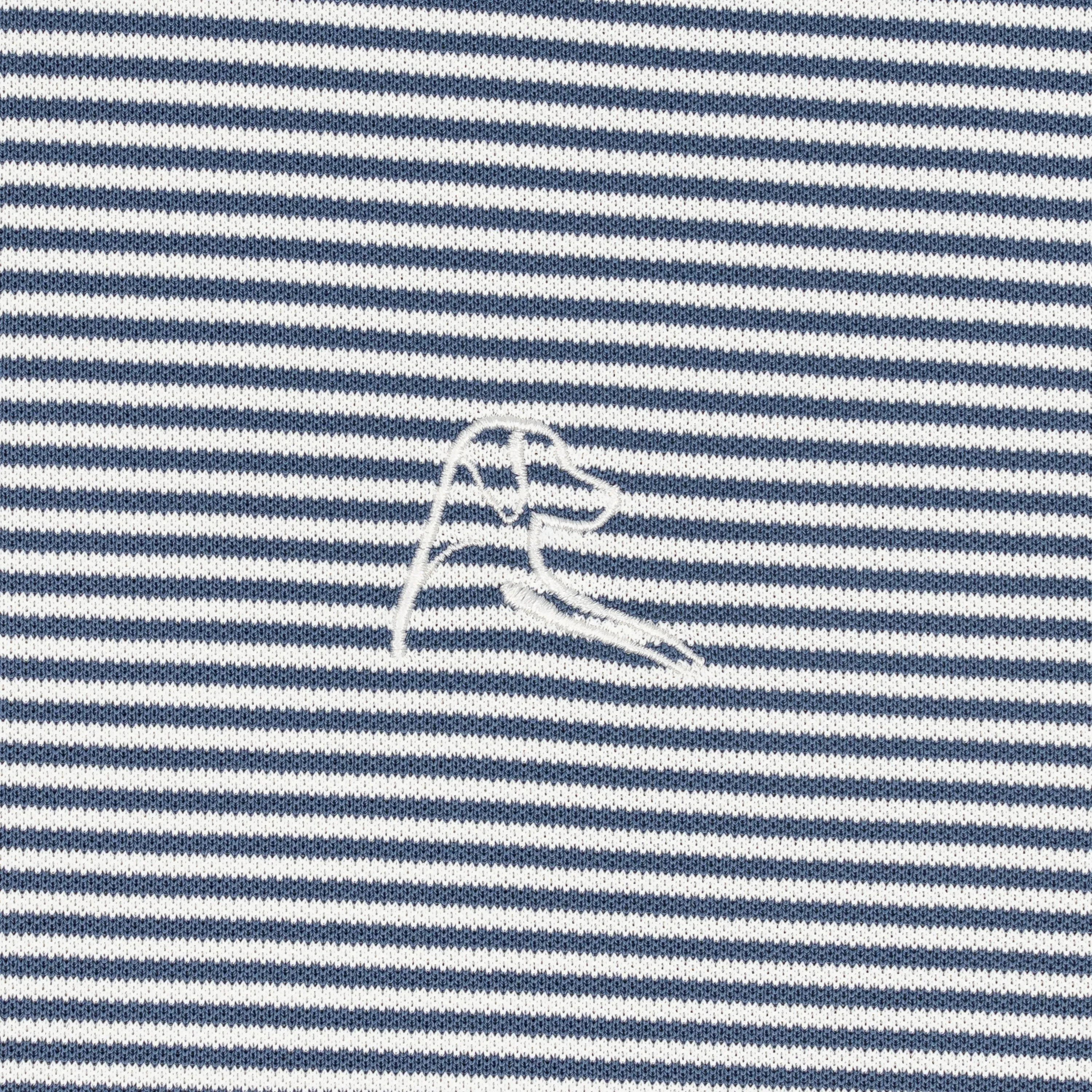 The Crispy Stripe Pique |  Performance Polo | The Crispy Stripe - Slate Blue/White - Fleet Navy